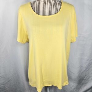 Karen Scott Woman Yellow 100% Cotton Short Sleeve Top Plus Size 1X